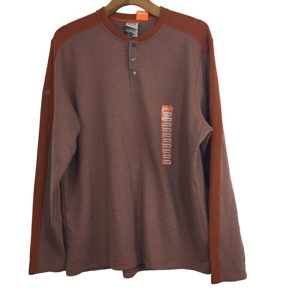 Avalanche Mens Jago Henley Terracotta 1/4 Button Long Sleeve Shirt Top XXL NWT
